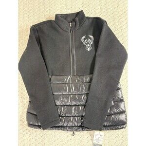 NEW Women's G-III 1/2 Zip Pro Ball Black Milwaukee Bucks Pullover Medium NWT